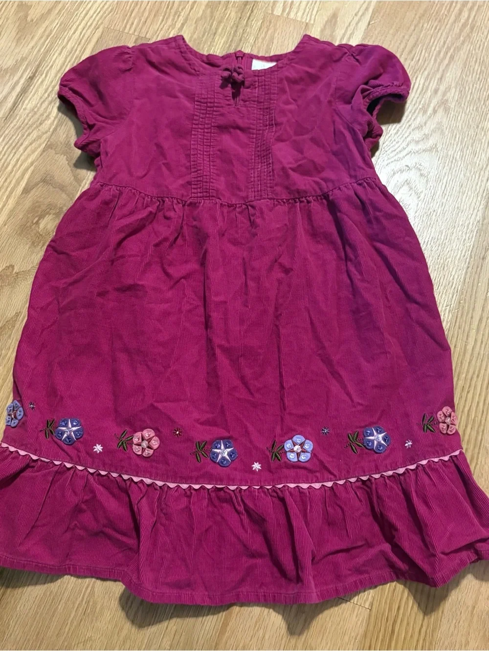 Gymboree Magenta Girls' Embroidered Corduroy Dress Sz 5 Floral Vintage Purple